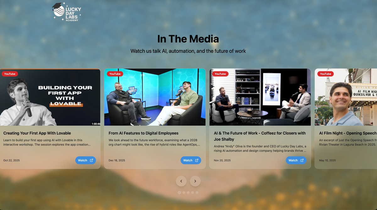 Lucky Day Labs Academy media lesson screen