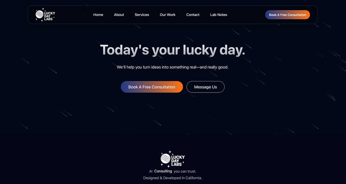 Lucky Day Labs call-to-action screen