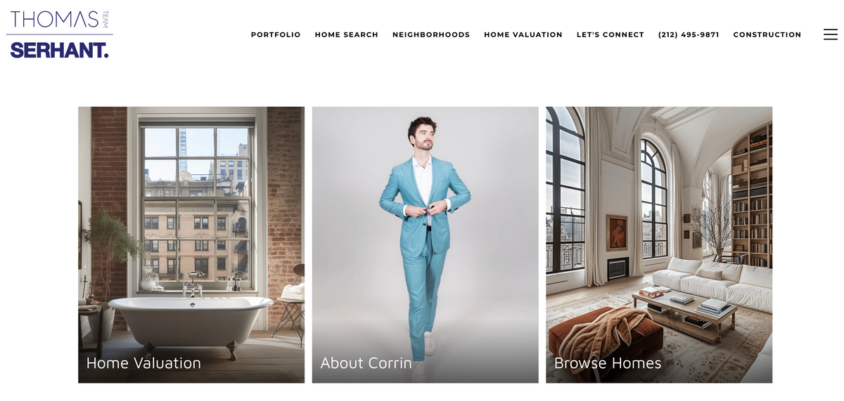 SERHANT real estate website homepage screen