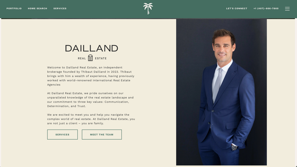 Dailand Real Estate homepage screen